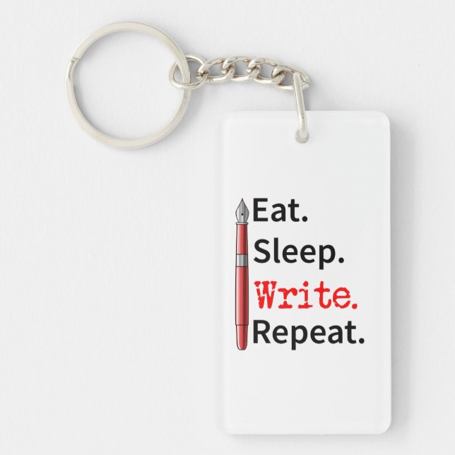 Llavero Coma un escritor de repetición de escritura de sus (Frente)