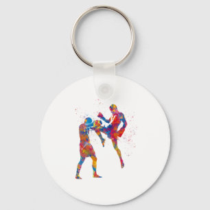 Llavero Combatiente muay thai en acuarela