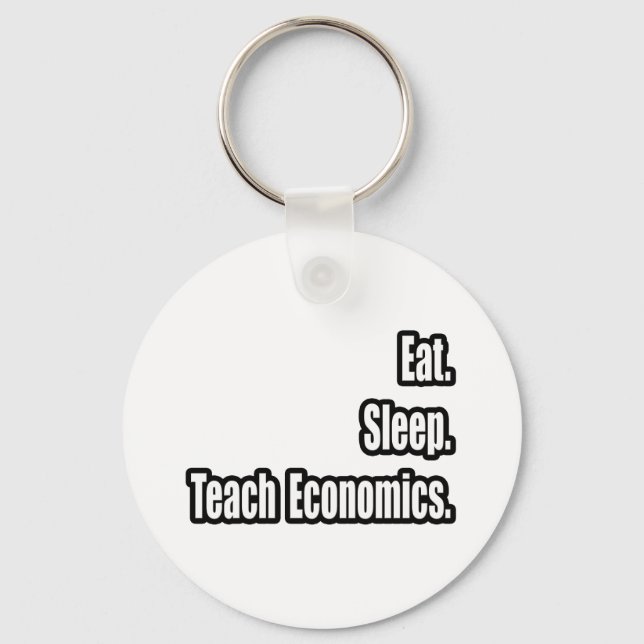 Llavero Come. Duerme. Enseñar economía. (Anverso)