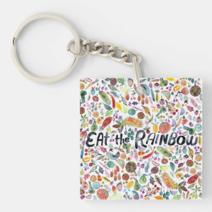 Llavero COME EL RAINBOW frutas coloridas verduras acuarela