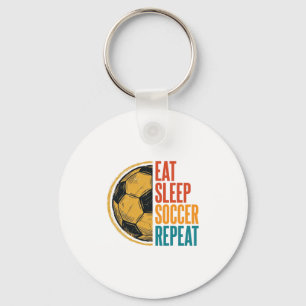 Llavero Come Fútbol Duerme Repite Camiseta Vintage Diseño