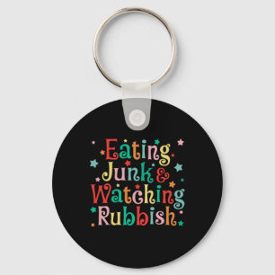 Llavero Comer comida chatarra y ver la navidad basura