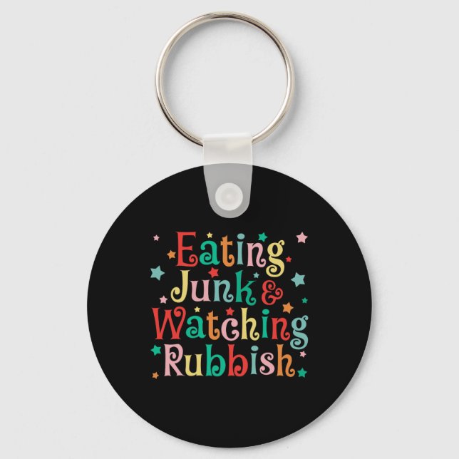 Llavero Comer comida chatarra y ver la navidad basura (Anverso)