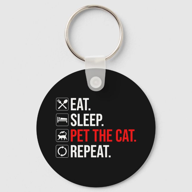 Llavero Comer. Dormir. Acariciar al gato. Repetir (Anverso)