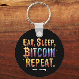 Llavero Comer, Dormir, Bitcoin, Repetir Una Criptodivisa