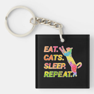 Llavero Comer, dormir, gatos, repetir