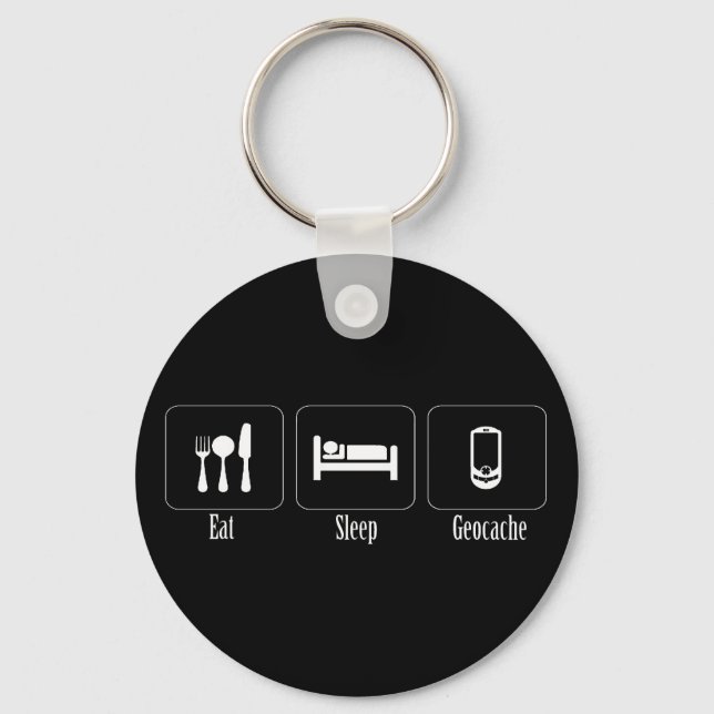 Llavero Comer, dormir, geocache (Anverso)