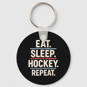 Llavero Comer Dormir Hockey Repetir Divertido Jugador Afic