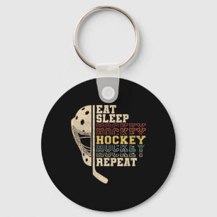 Llavero Comer Dormir Hockey Repetir Hombres Chicos Niño Di