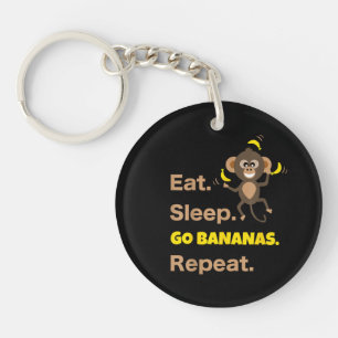 Llavero Comer Dormir Ir Monos Repetición Divertido Lindo A