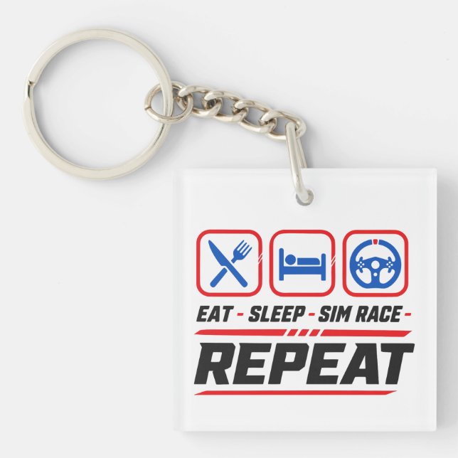 Llavero Comer dormir sim carrera repetir para fans de sim  (Frente)