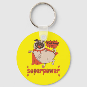 Llavero Comer es mi sobrenombre rojo cloak pug estilo cómi