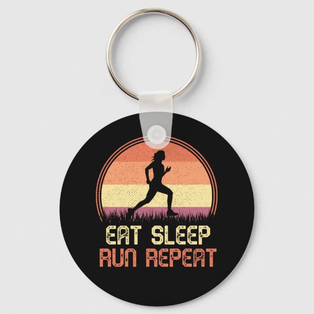 Llavero Comer maratón de atleta retro de carreras de sueño (Anverso)