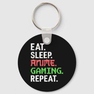 Llavero Comer Sleep Anime Gaming Repetir Gracioso Gamer An