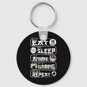 Llavero Comer Sleep Anime Gaming Shirt Repetir Kawaii Anim