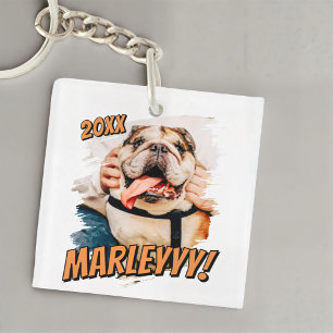 Llavero Cómic moderno Mascota simple Personalizado Grunge