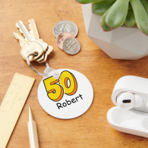 Llavero Comic Style 50th Birthday Golfer Gift - Gracioso