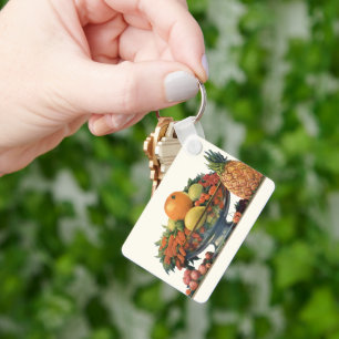 Llavero Comida de época, fruta divertida en un bol