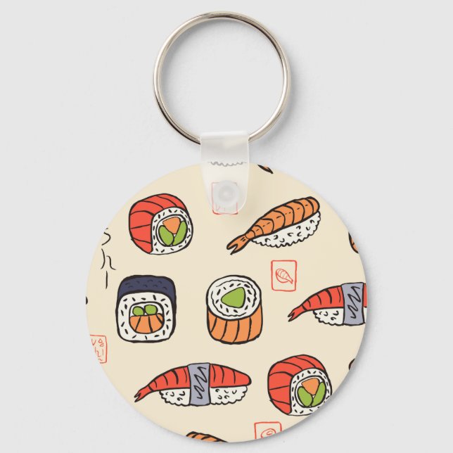 Llavero Comida de sushi, diseño de patrones impecable. (Anverso)