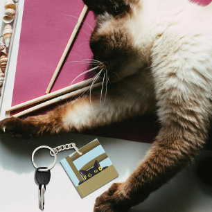 Llavero Comida para gatos negros Gato hambriento divertido
