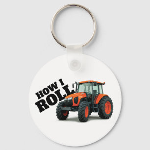 Llavero "Cómo rollo" con un tractor de granja Naranja