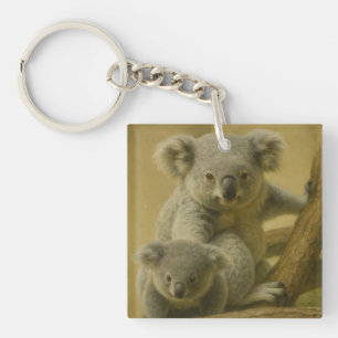 Llavero Compañeros Koala - Impresión de arte de vida silve