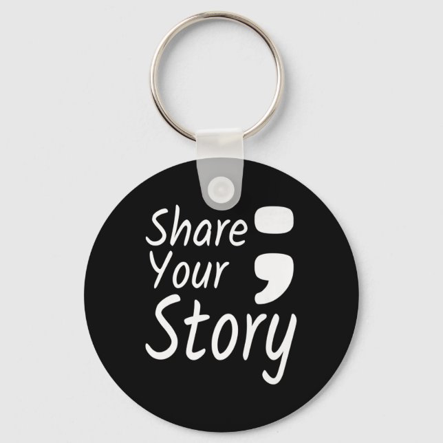 Llavero Comparte tu historia Semicolón sobre prevención de (Anverso)