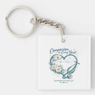 Llavero Compasión en Cada Latido Diseño de Corazón de Enfe