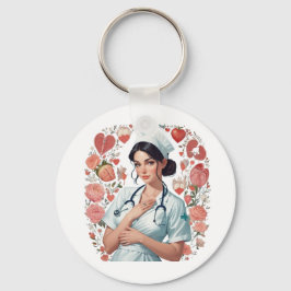 Llavero Compassionate Nurse – Elegant Floral Art Illustrat