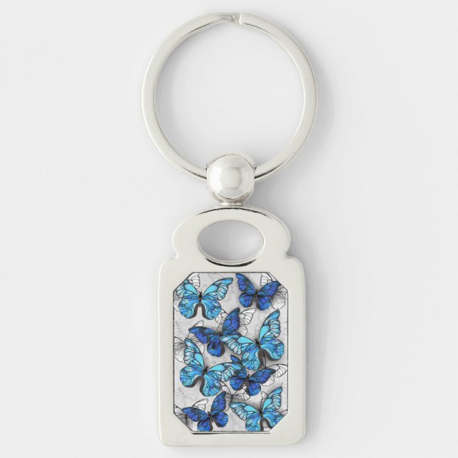 Llavero Composición de las mariposas blancas y azules (Anverso)