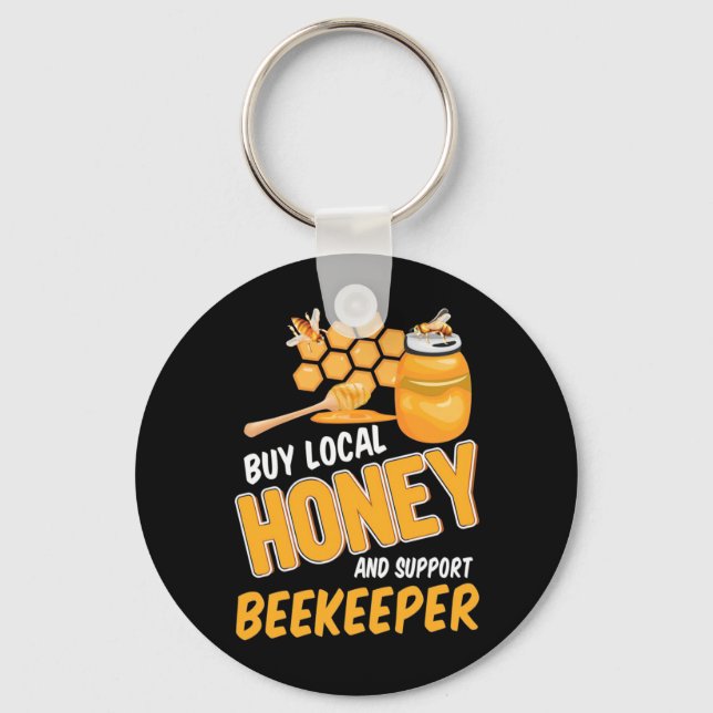 Llavero Comprar Miel Local Y Apoyar A Beekeeper (Anverso)