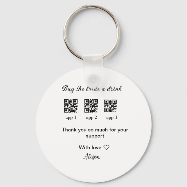 Llavero comprar novia una bebida escanear código QR gracia (Anverso)