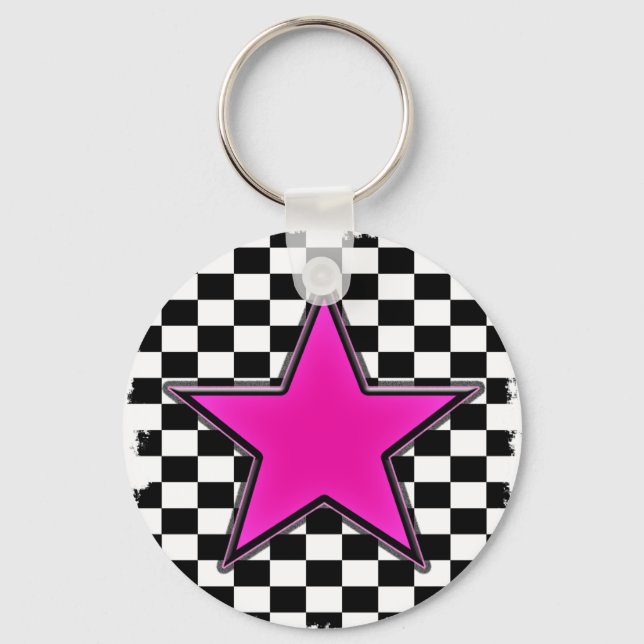 Llavero Comprobadores de estrellas rosadas de Emo (Anverso)