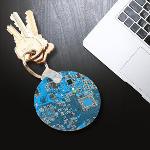 Llavero Computer Geek Circuit Board Blue