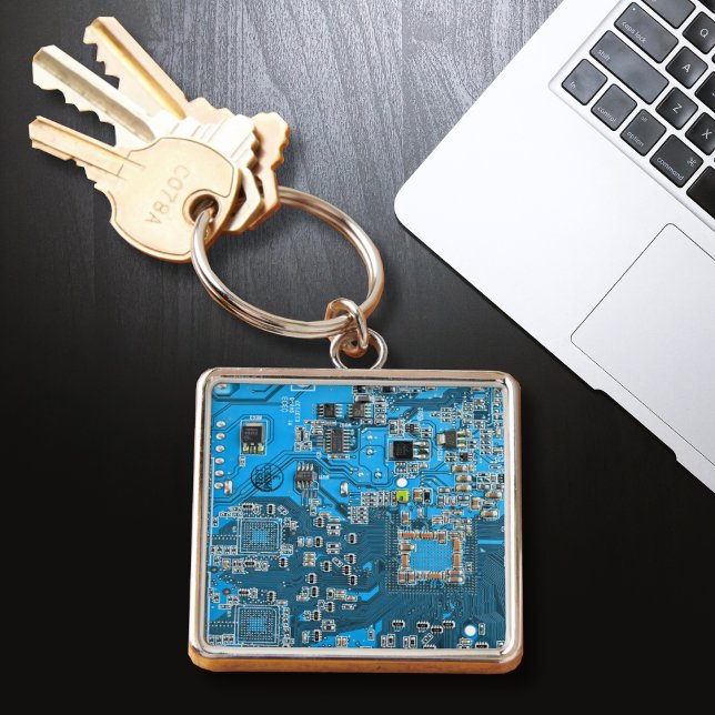 Llavero Computer Geek Circuit Board Blue (Subido por el creador)