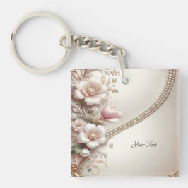 Llavero con Adornos Florales y Perlas