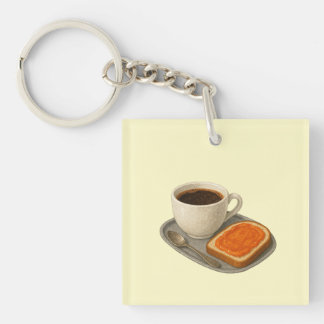 Llavero con café y tostada