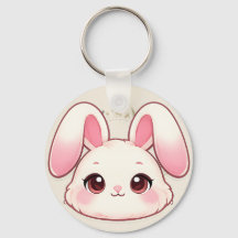 Llavero con cara de conejo Kawaii adorable