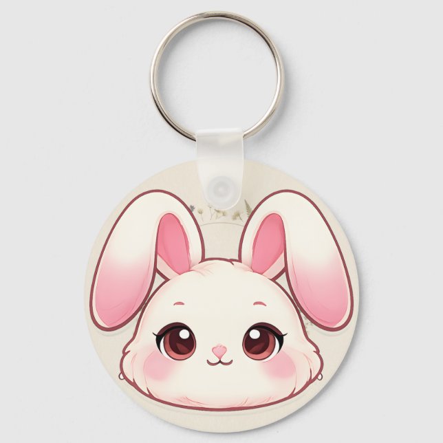 Llavero con cara de conejo Kawaii adorable (Anverso)