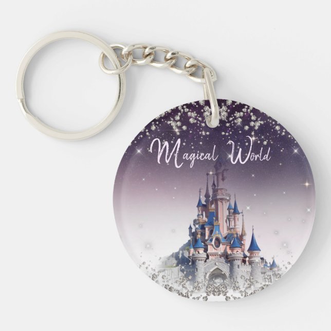 llavero con castillo y piedras de cristal (Frente)