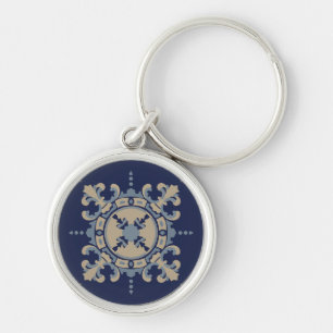Llavero con diseño de baldosa mexicana azul