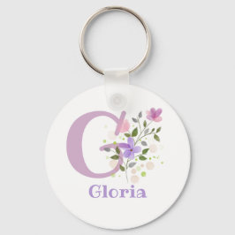 Llavero con diseño floral y nombre