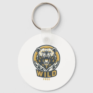 Llavero con Emblema de Oso SALVAJE Y LIBRE