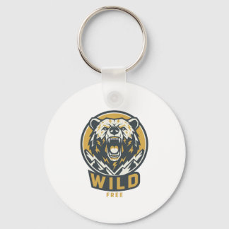 Llavero con Emblema de Oso SALVAJE Y LIBRE