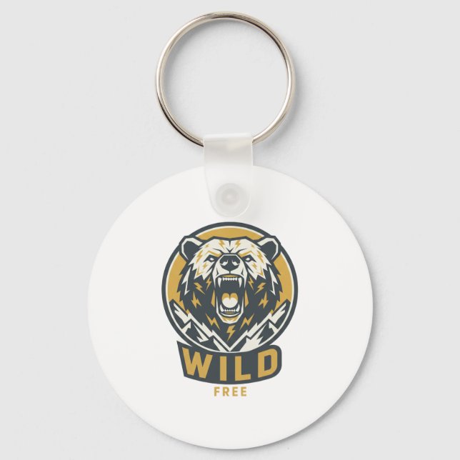 Llavero con Emblema de Oso SALVAJE Y LIBRE  (Anverso)