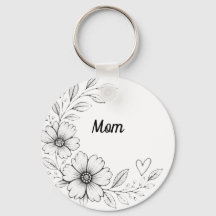 Llavero con encanto floral personalizado para mamá