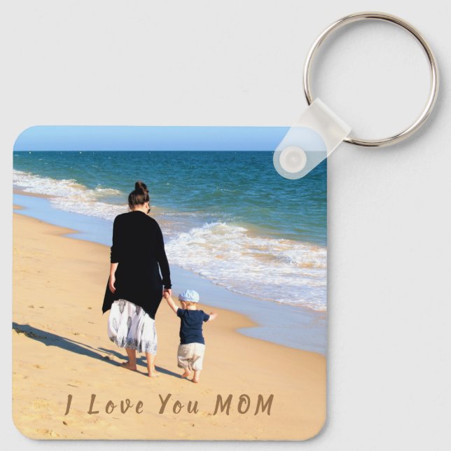 Llavero con foto de tu mamá - Te quiero MAMÁ (Reverso )