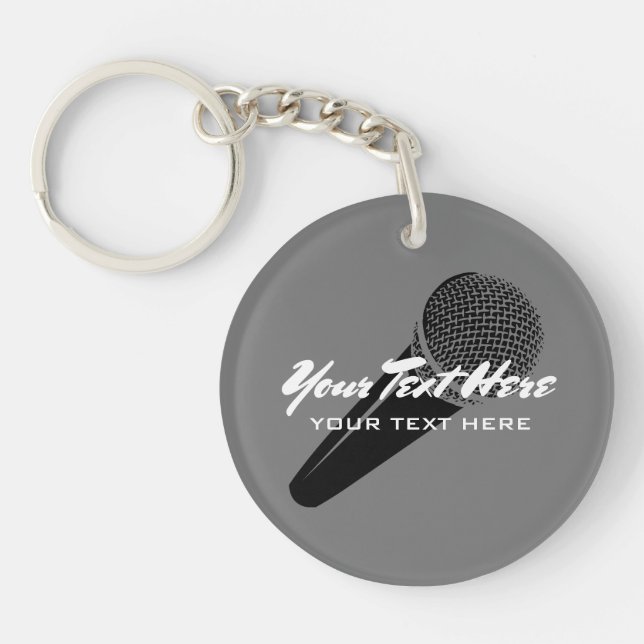 Llavero con icono de micrófono de audio personaliz (Frente)