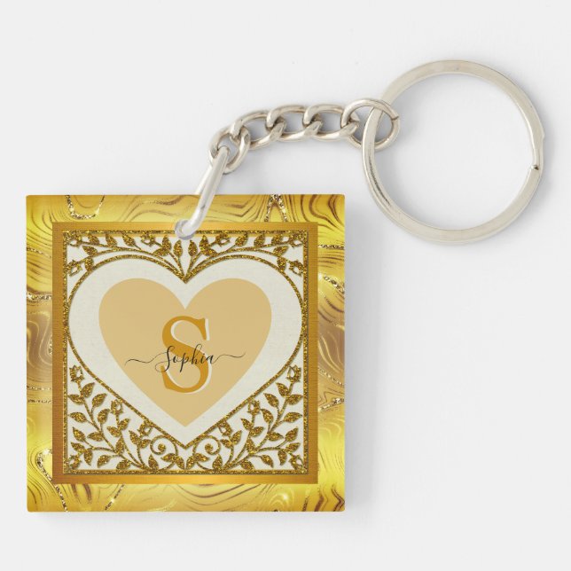 Llavero con inicial y nombre en forma de corazón c (Atrás)