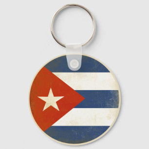 Llavero con la bandera apenada del vintage de Cuba